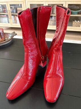 Trademark Mira Boots 38 Tomato Red Patent Leather